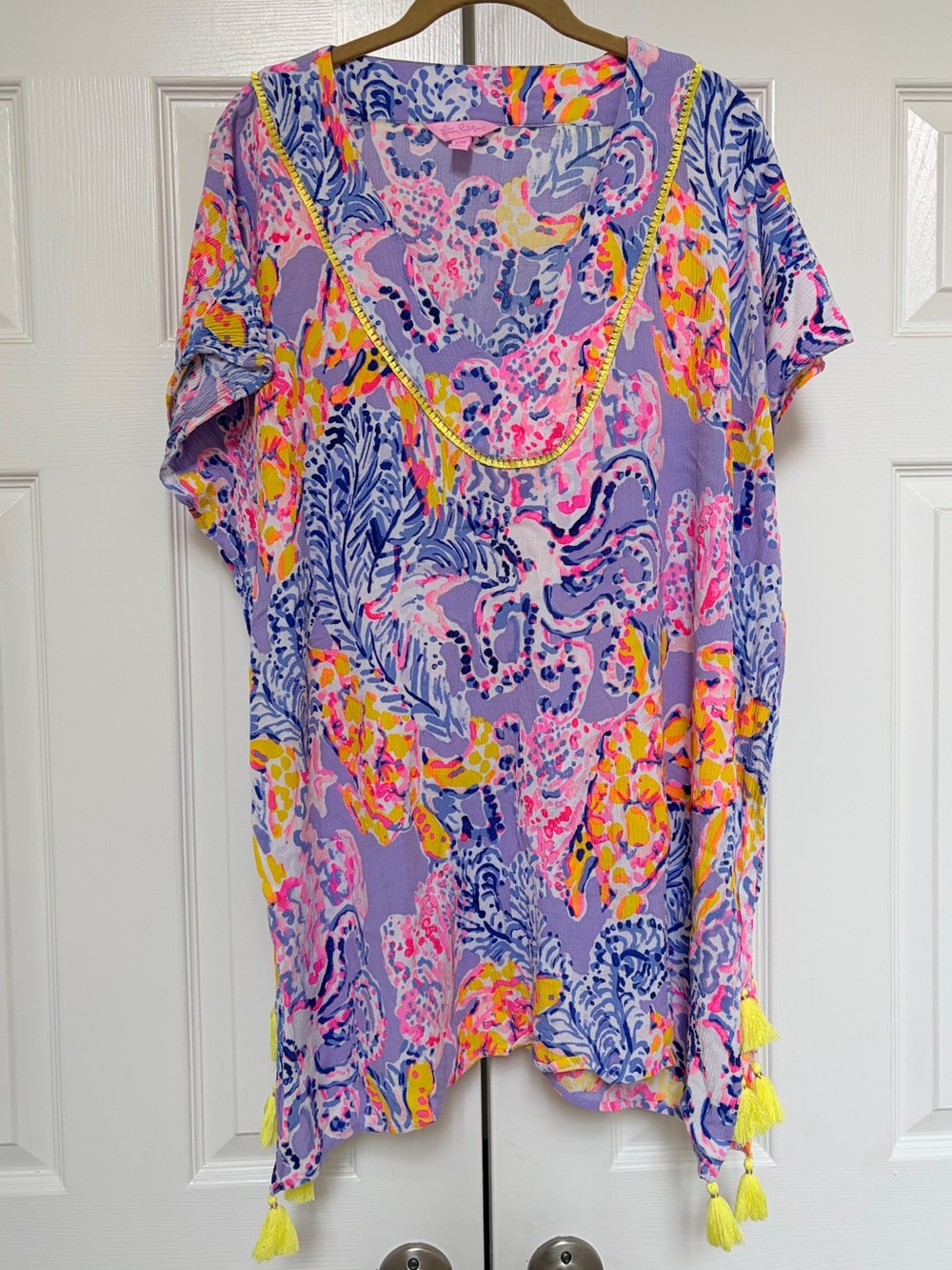 Lilly Pulitzer So Snappy El Bravo Cover-up Tunic Lavender Pink Yellow Blue